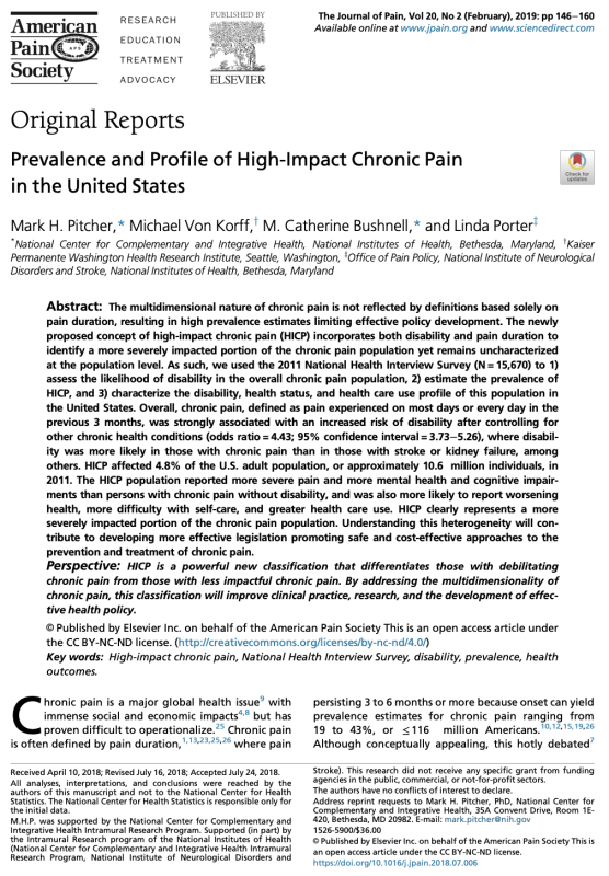 Prevalence and Profile of High-Impact Chronic Pain