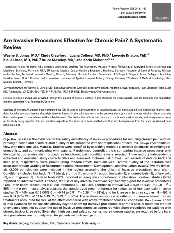 Are Invasive Procedures Effective for Chronic Pain? A Systematic Review