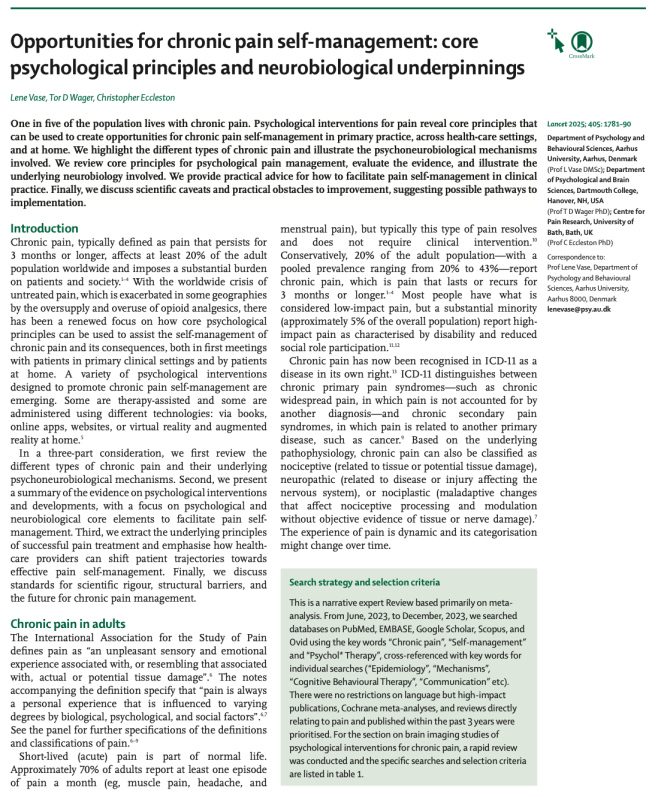 Opportunities for chronic pain self-management: core psychological principles and neurobiological underpinnings