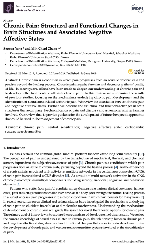 Chronic Pain: Structural and Functional Changes in Brain Structures and Associated Negative Aﬀective States
